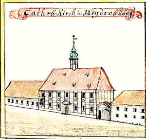 Cathol. Kirch in Heydersdorf - Koci, widok oglny